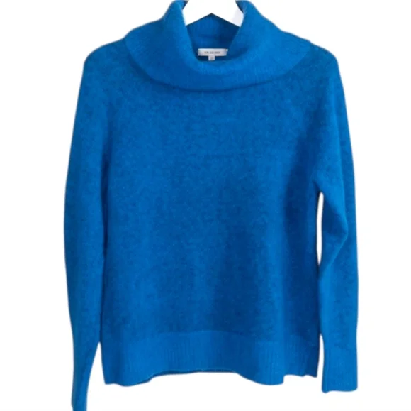 LOFT Teal Cowl Neck Sweater XS Blue Knit Business Casual Minimalist - Picture 2 of 9